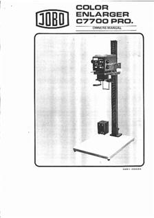 Jobo C 7700 manual. Camera Instructions.